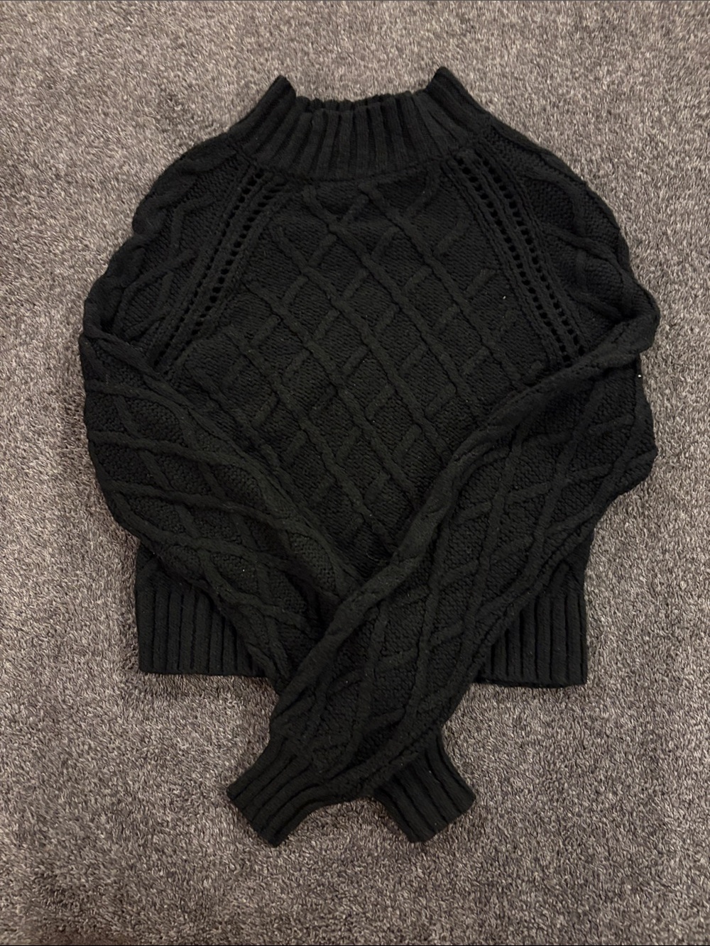 American Eagle Outfitters Black Chunky Knit Mock Neck Sweater